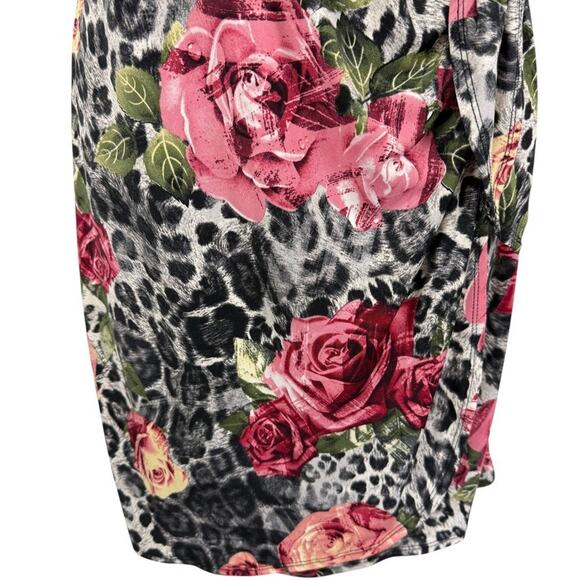 Robbie Bee Womens Floral Animal Print Jersey Knit Stretch Knee Length Dress sz M - Picture 7 of 16